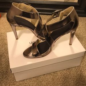 Calvin Klein silver metallic heels
